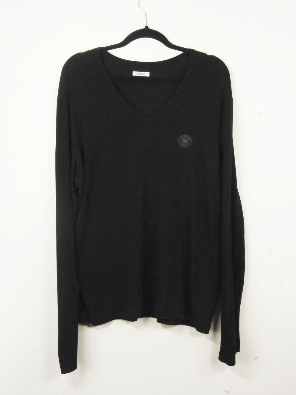 Vintage Dirk Bikkembergs Chest Logo Black Long Sleeve V Neck Shirt Top